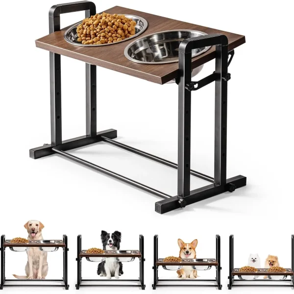 Stainless Steel Dog Bowls with Stand Adjustable Height