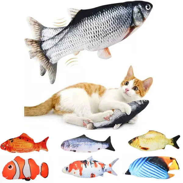 Interactive Electric Floppy Fish Toy for Cats USB Charger